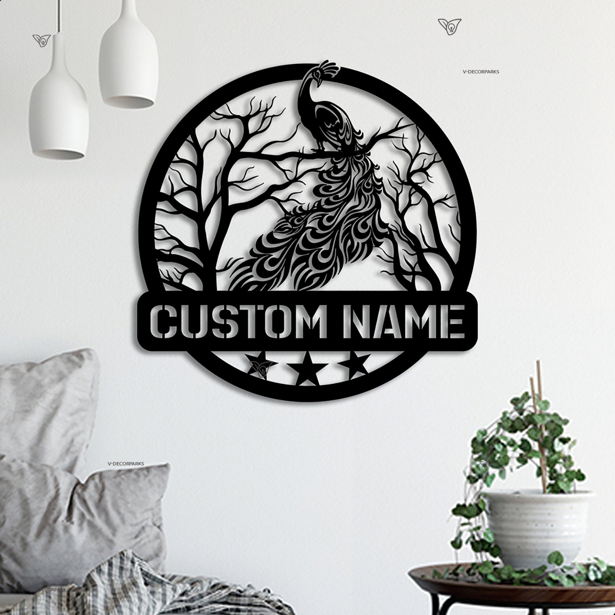 Custom Peacock Bird Metal Wall Art LED Light - Natural Peafowl Lover Sign Home Decor - Boy Girl Nursery Decoration - Peacock Housewarming Xmas | GearViral