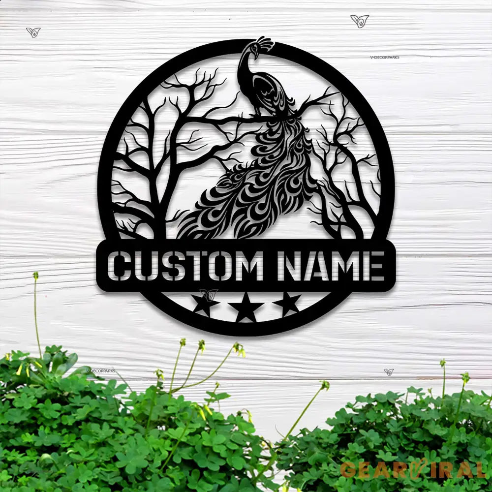 Custom Peacock Bird Metal Wall Art LED Light - Natural Peafowl Lover Sign Home Decor - Boy Girl Nursery Decoration
