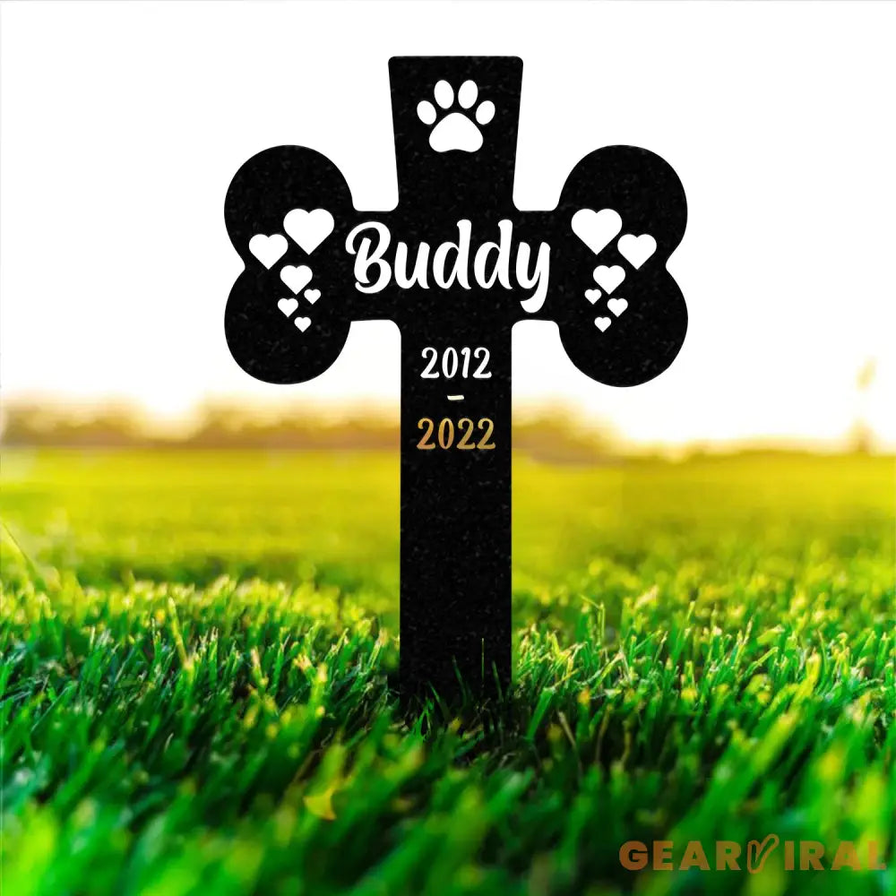 Custom Pet Memorial Metal Garden Stake Dog Bone Paw Prints Plaque Personalized Dog Loss Gift Grave Marker for Loss of