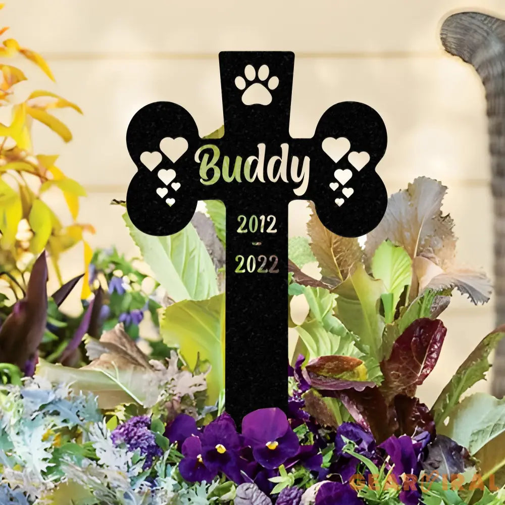 Custom Pet Memorial Metal Garden Stake Dog Bone Paw Prints Plaque Personalized Dog Loss Gift Grave Marker for Loss of