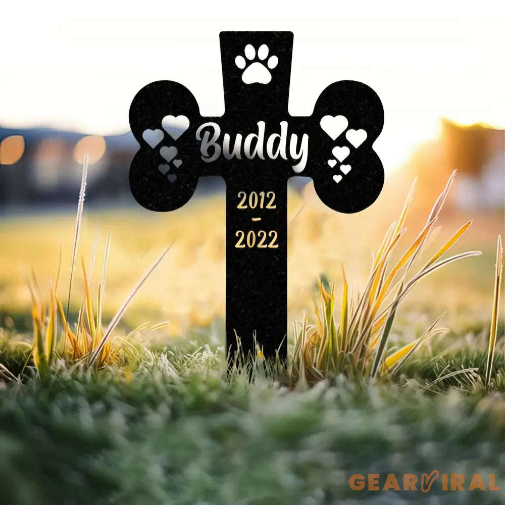 Custom Pet Memorial Metal Garden Stake Dog Bone Paw Prints Plaque Personalized Dog Loss Gift Grave Marker for Loss of