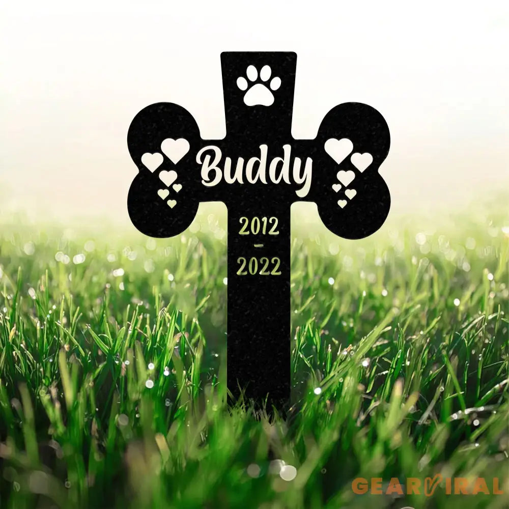 Custom Pet Memorial Metal Garden Stake Dog Bone Paw Prints Plaque Personalized Dog Loss Gift Grave Marker for Loss of