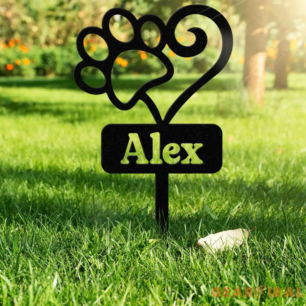 Custom Pet Memorial Steel Garden Stake,Dog Paw Prints Metal Plaque,Personalized Dog Loss Gift,Grave Marker for Loss of