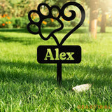 Custom Pet Memorial Steel Garden Stake,Dog Paw Prints Metal Plaque,Personalized Dog Loss Gift,Grave Marker for Loss of