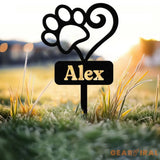 Custom Pet Memorial Steel Garden Stake,Dog Paw Prints Metal Plaque,Personalized Dog Loss Gift,Grave Marker for Loss of