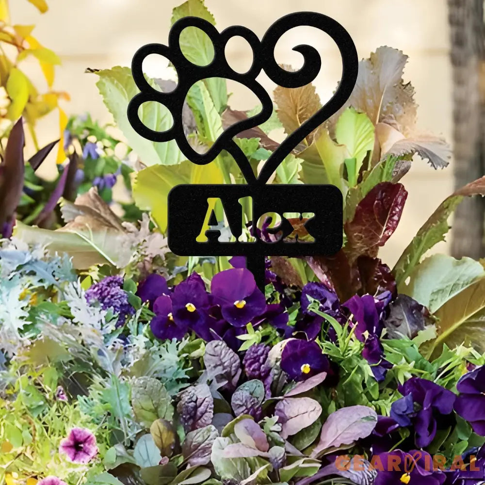 Custom Pet Memorial Steel Garden Stake,Dog Paw Prints Metal Plaque,Personalized Dog Loss Gift,Grave Marker for Loss of
