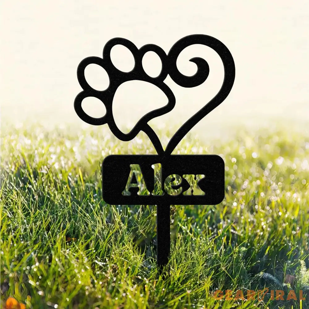 Custom Pet Memorial Steel Garden Stake,Dog Paw Prints Metal Plaque,Personalized Dog Loss Gift,Grave Marker for Loss of