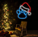 Custom Pet Santa Paws Neon Sign Christmas Led Sign Pet Led Light Merry Christmas Neon Light Christmas Decoration