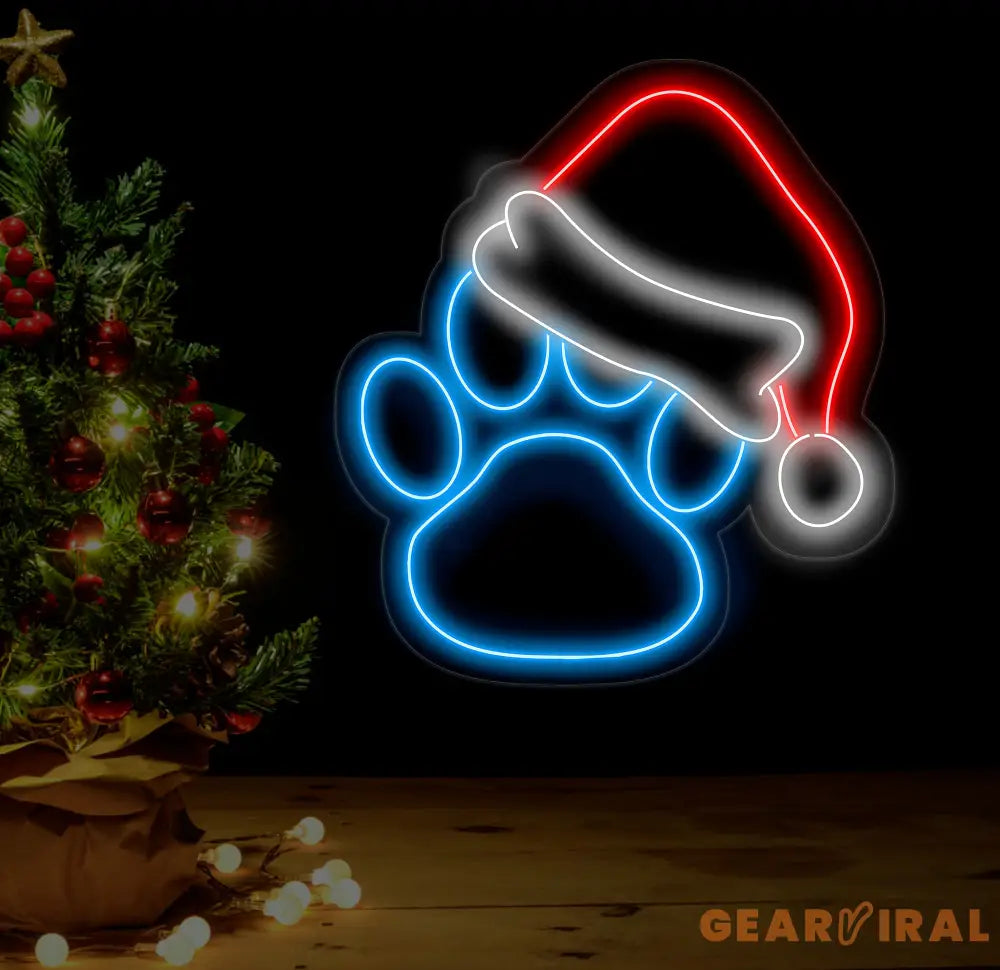 Custom Pet Santa Paws Neon Sign Christmas Led Sign Pet Led Light Merry Christmas Neon Light Christmas Decoration