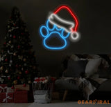Custom Pet Santa Paws Neon Sign Christmas Led Sign Pet Led Light Merry Christmas Neon Light Christmas Decoration