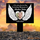 Custom Photo Angel Wings Heart Memorial Sign Temporary Grave Marker With Photo Outdoor Memorial Sign Sympathy Plaque