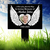 Custom Photo Angel Wings Heart Memorial Sign Temporary Grave Marker With Photo Outdoor Memorial Sign Sympathy Plaque