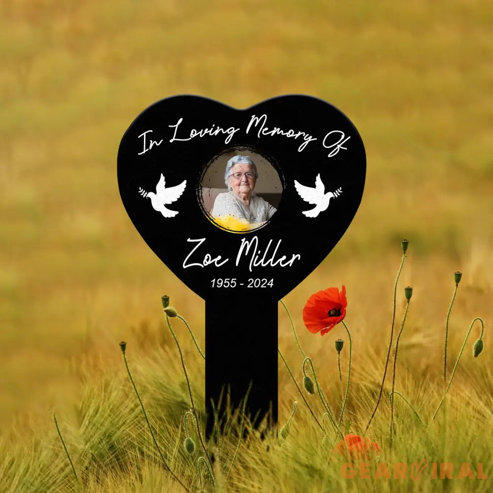 Custom Photo Heart Grave Marker Temporary Grave Marker With Photo Outdoor Memorial Plaque Sympathy Plaque Remembrance