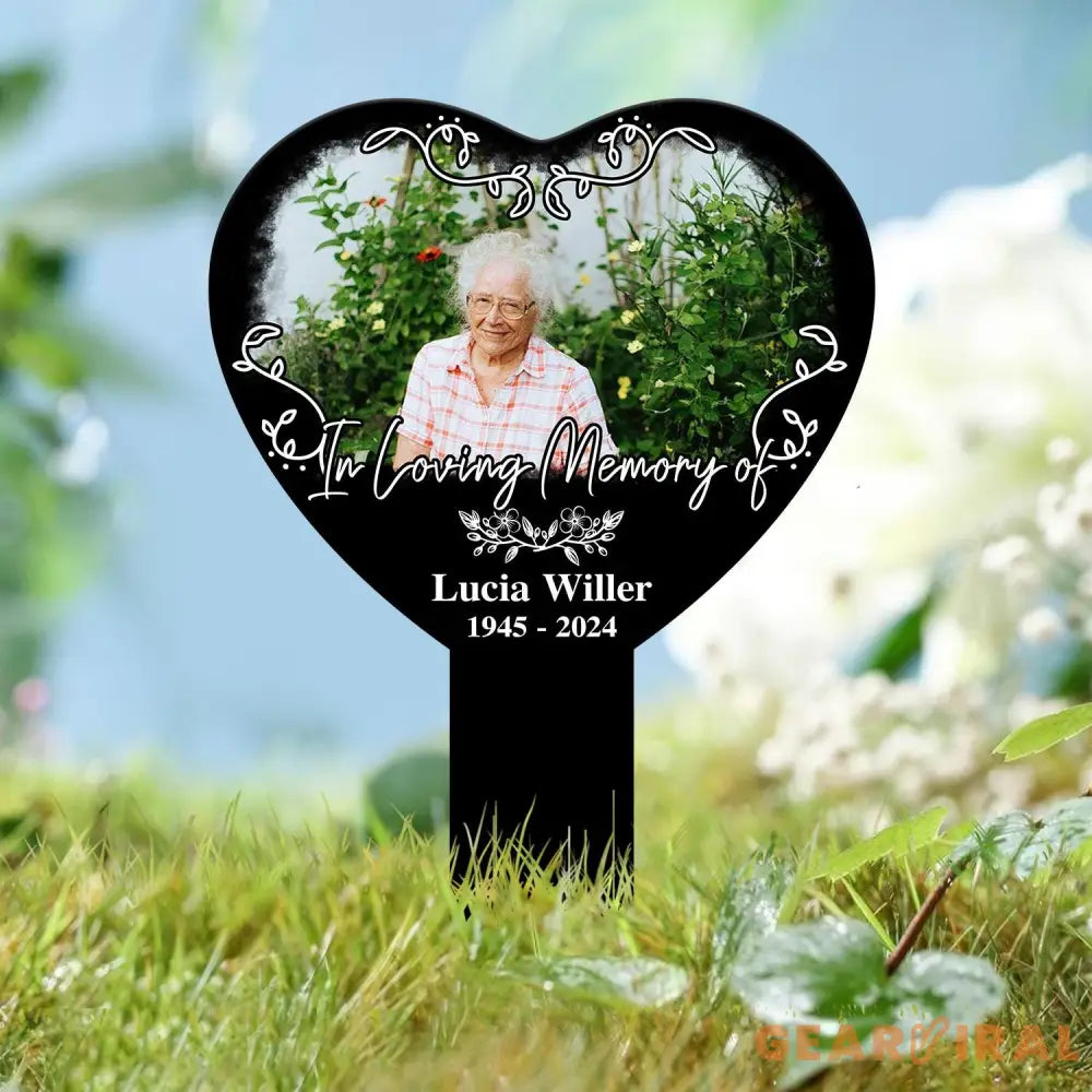 Custom Photo Memorial Heart Stake Temporary Grave Marker With Photo Outdoor Memorial Plaque Sympathy Plaque Remembrance
