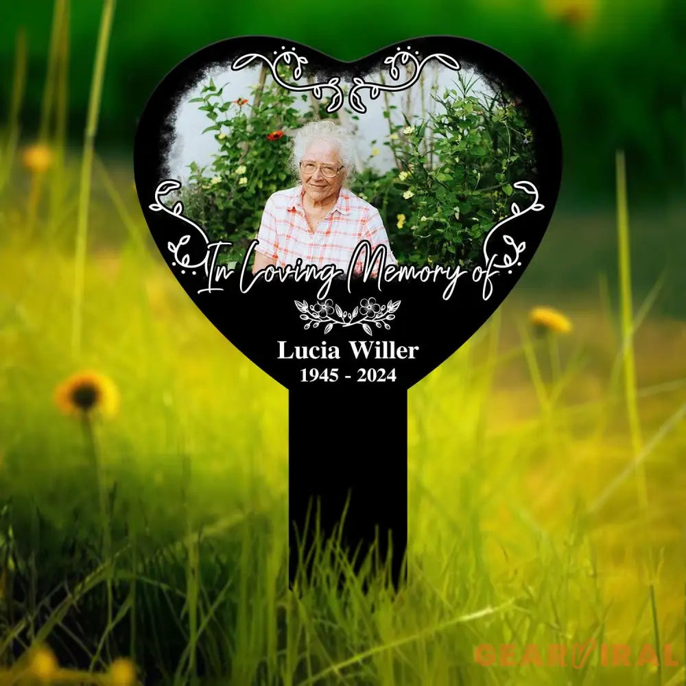 Custom Photo Memorial Heart Stake Temporary Grave Marker With Photo Outdoor Memorial Plaque Sympathy Plaque Remembrance