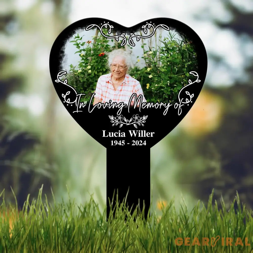 Custom Photo Memorial Heart Stake Temporary Grave Marker With Photo Outdoor Memorial Plaque Sympathy Plaque Remembrance