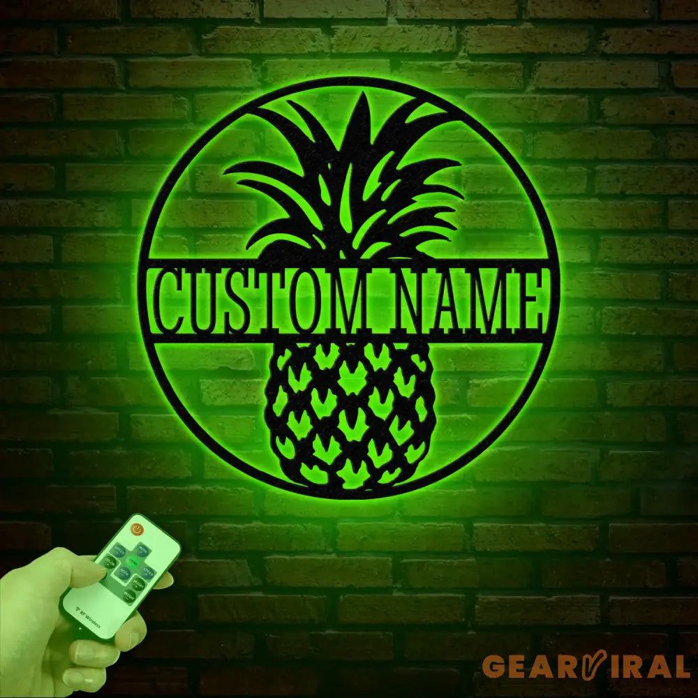 Custom Pineapple Metal Welcome Sign with Led Lights- Personalized Door Hanger - Home and Backyard Decor - Perfect