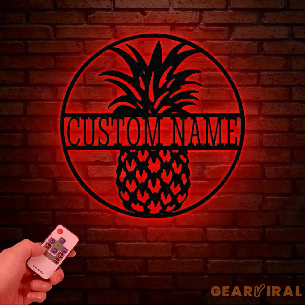 Custom Pineapple Metal Welcome Sign with Led Lights- Personalized Door Hanger - Home and Backyard Decor - Perfect