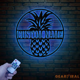 Custom Pineapple Metal Welcome Sign with Led Lights- Personalized Door Hanger - Home and Backyard Decor - Perfect