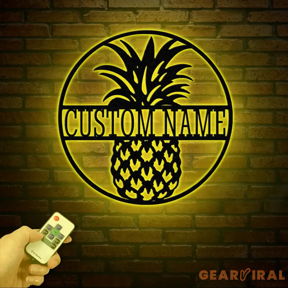Custom Pineapple Metal Welcome Sign with Led Lights- Personalized Door Hanger - Home and Backyard Decor - Perfect
