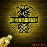 Custom Pineapple Metal Welcome Sign with Led Lights- Personalized Door Hanger - Home and Backyard Decor - Perfect