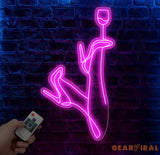 Custom Pink Neon Woman with Wine Glass Sign - LED Neon Wall Art for Bar Decor - Modern Lighting for Home Lounge or
