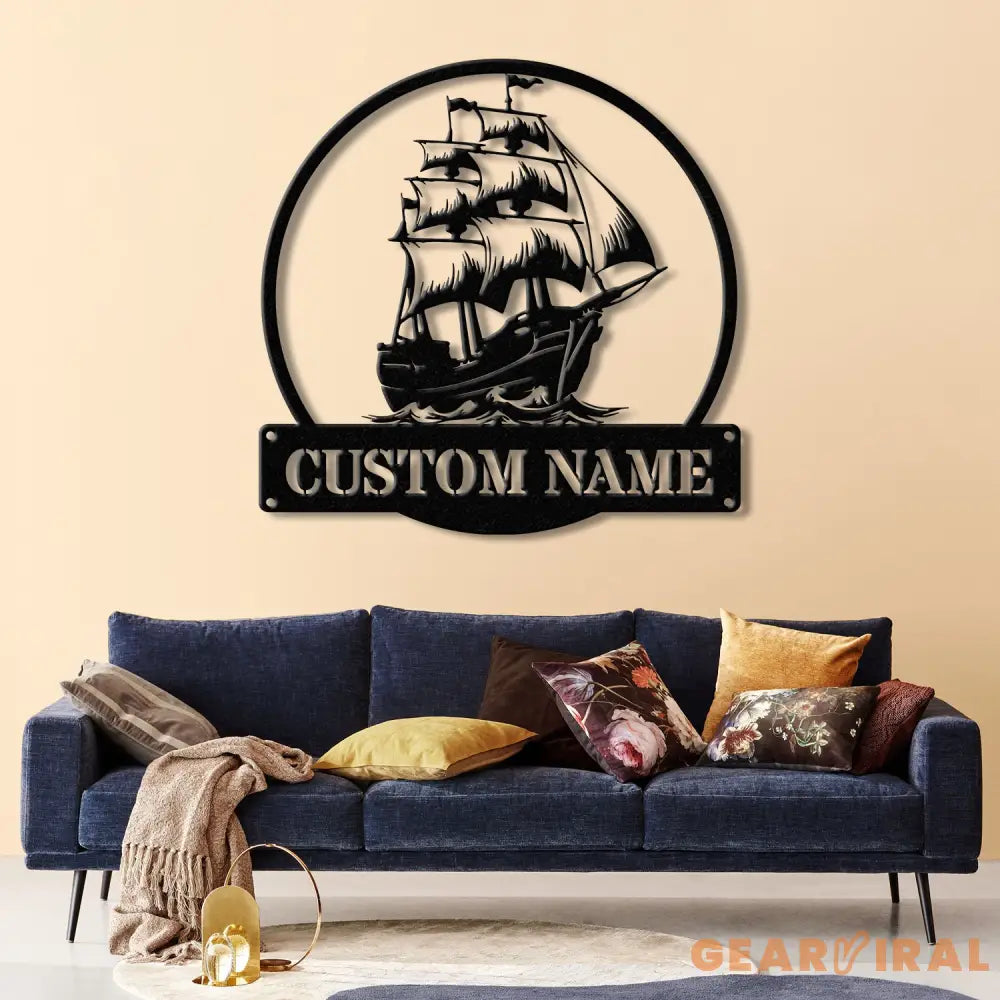 Custom Pirate Ship Metal Wall Sign with Led Light Personalized Pirate Ship Wall Decor Pirate Ship Lover Gift Gift for