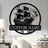 Custom Pirate Ship Metal Wall Sign with Led Light Personalized Pirate Ship Wall Decor Pirate Ship Lover Gift Gift for