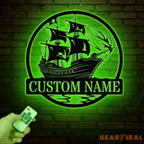 Custom Pirate Ship Metal Wall Sign with Led Light Personalized Pirate Ship Wall Decor Pirate Ship Lover Gift Gift for