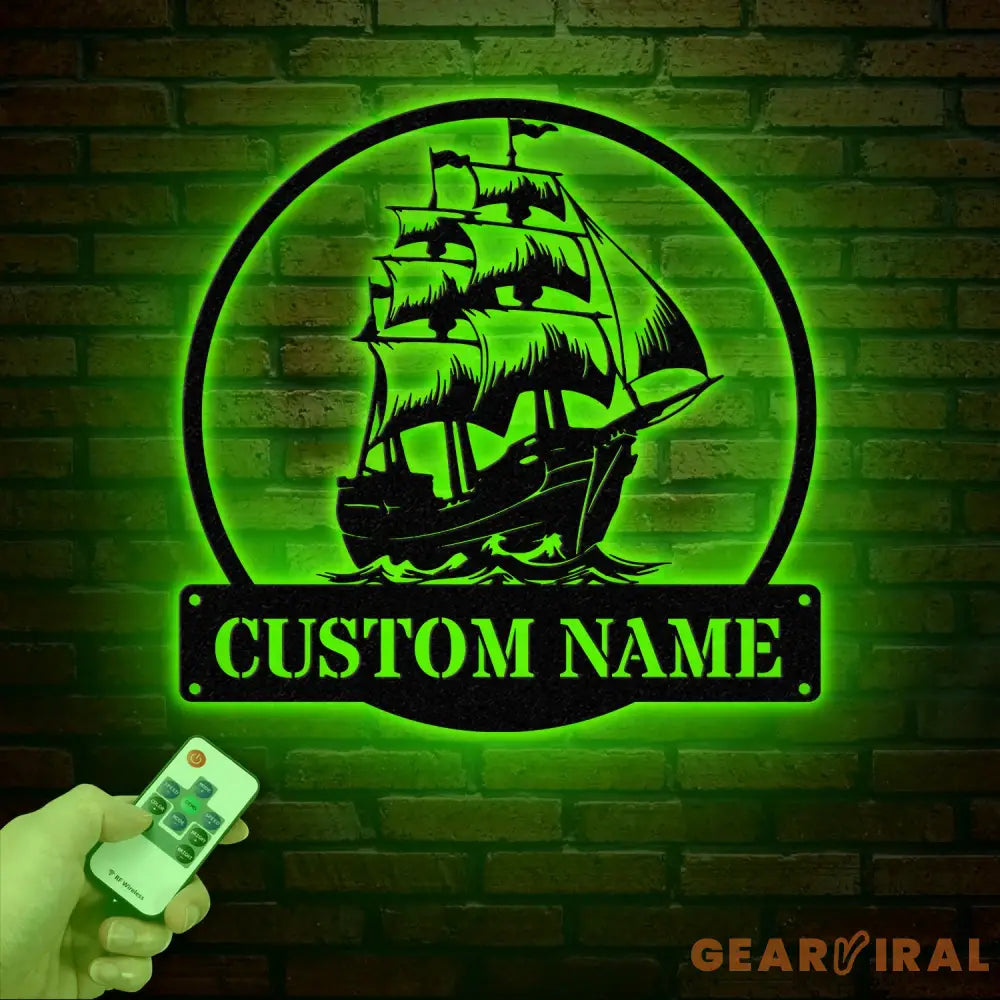 Custom Pirate Ship Metal Wall Sign with Led Light Personalized Pirate Ship Wall Decor Pirate Ship Lover Gift Gift for