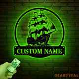Custom Pirate Ship Metal Wall Sign with Led Light Personalized Pirate Ship Wall Decor Pirate Ship Lover Gift Gift for