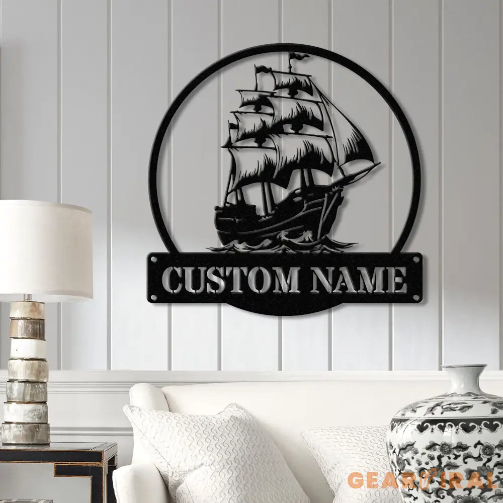 Custom Pirate Ship Metal Wall Sign with Led Light Personalized Pirate Ship Wall Decor Pirate Ship Lover Gift Gift for