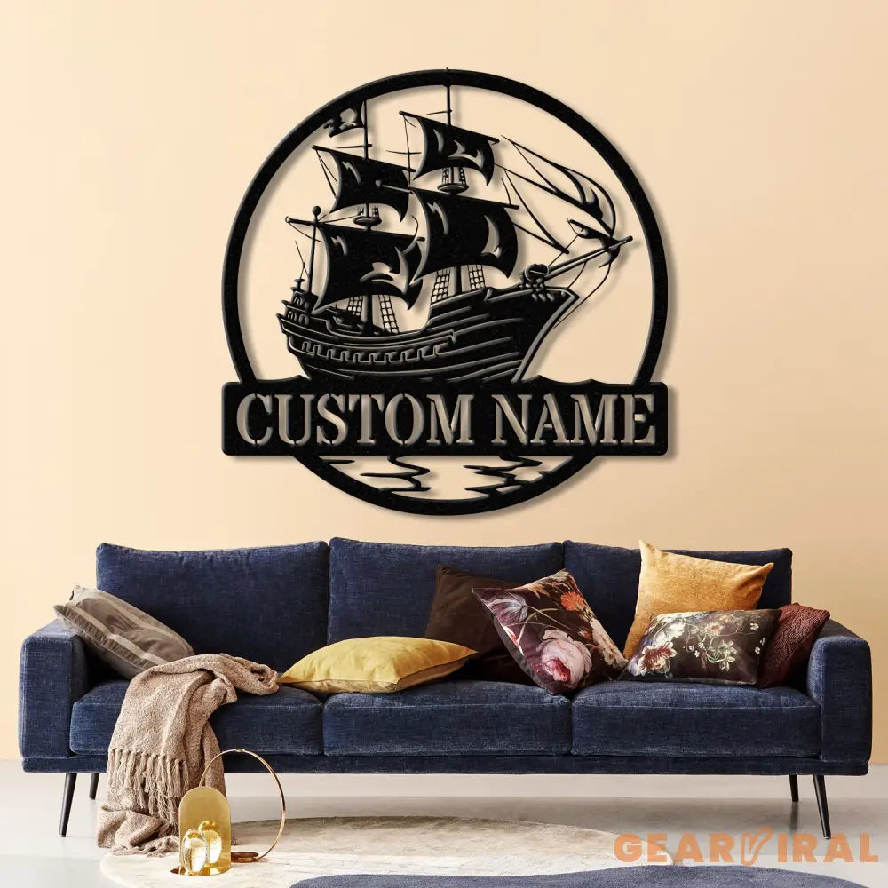 Custom Pirate Ship Metal Wall Sign with Led Light Personalized Pirate Ship Wall Decor Pirate Ship Lover Gift Gift for