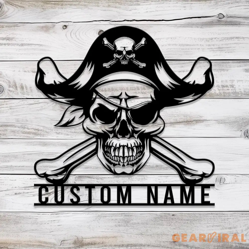Custom Pirate Skull Metal Sign with LED Light Personalized Pirate Ship Name Sign Skeleton Piracy Decoration Birthday