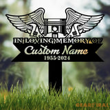 Custom Piston with Angel Wings Memorial Plaque Stake Personalized Mechanic Engineer Tools Memorial Stake Sympathy Sign