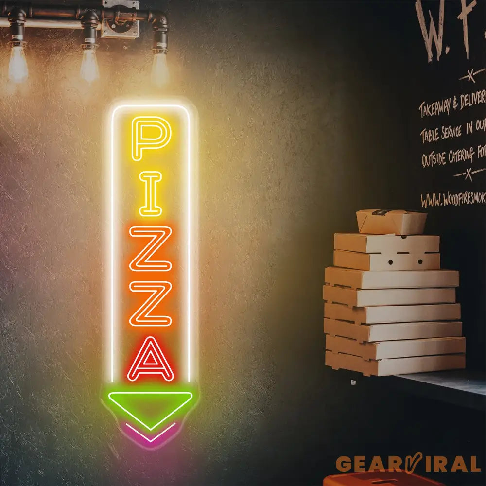 Custom Pizza Neon Sign LED Pizza Shop Decor Vertical Pizza LED Light for Restaurant Pizzeria Wall Art Foodie Neon Sign