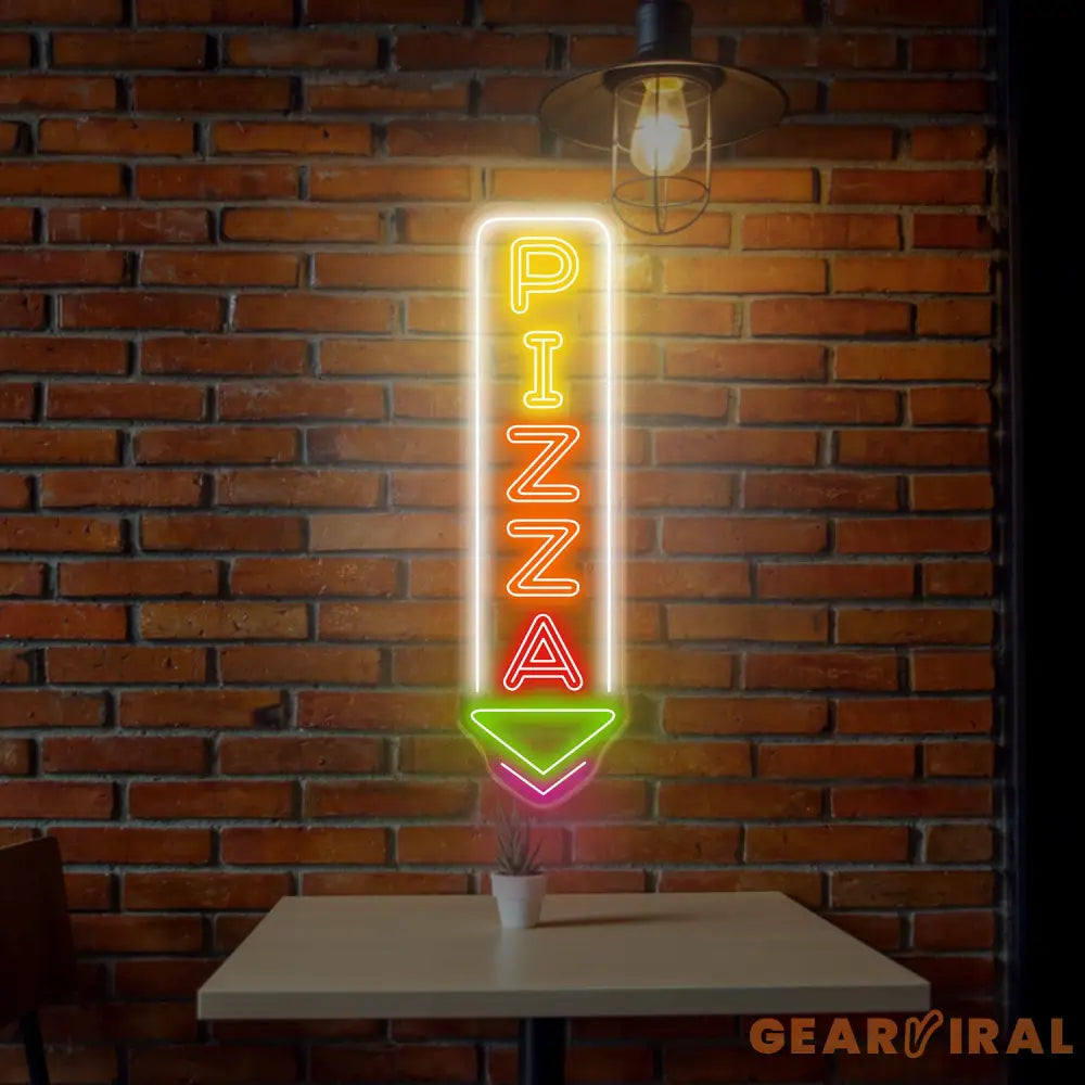Custom Pizza Neon Sign LED Pizza Shop Decor Vertical Pizza LED Light for Restaurant Pizzeria Wall Art Foodie Neon Sign