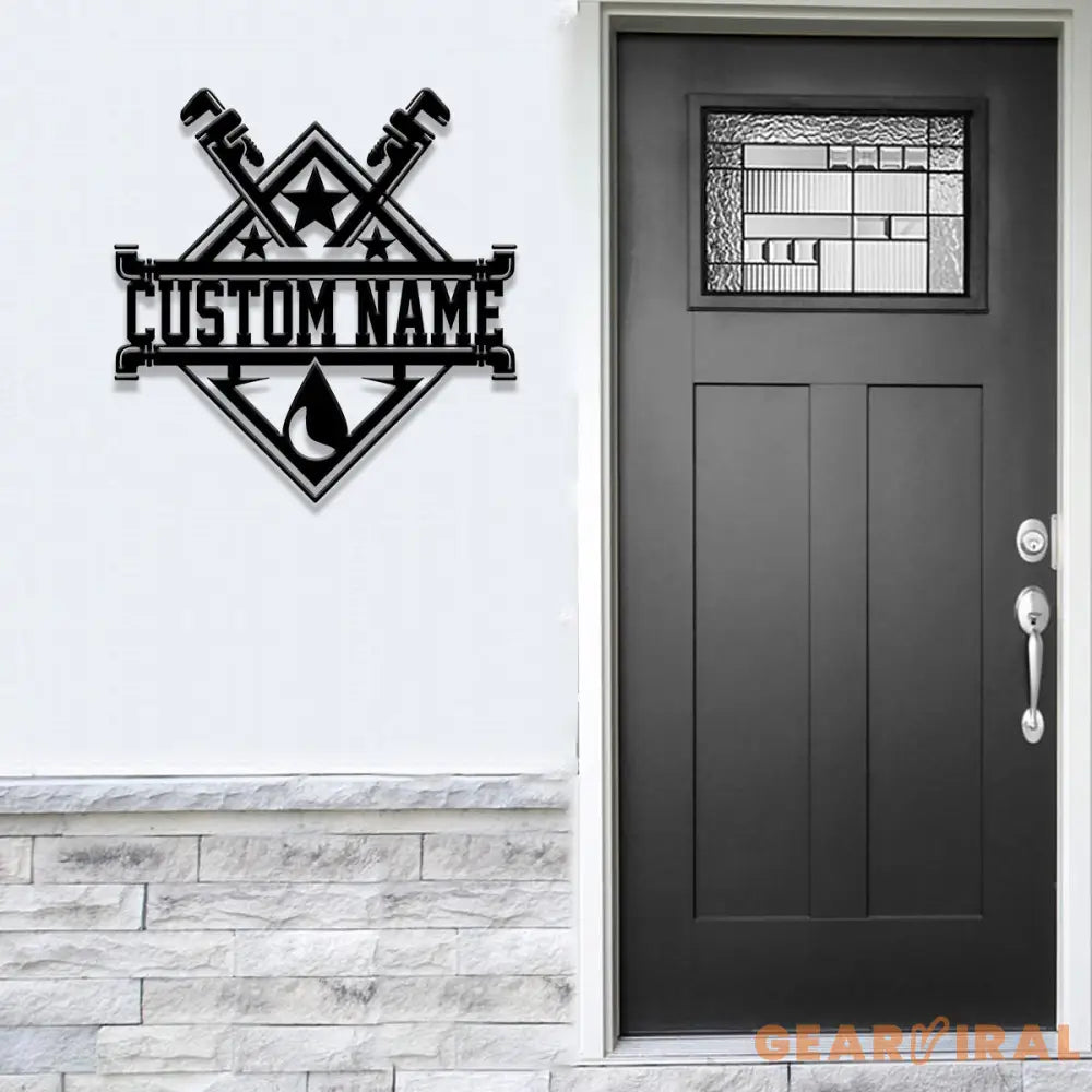 Custom Plumbing Metal Sign LED Light Personalized Plumber Monogram Metal Sign Plumber Gifts Plumber Name Sign Repair