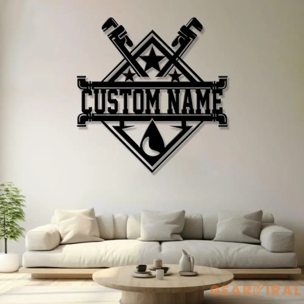 Custom Plumbing Metal Sign LED Light Personalized Plumber Monogram Metal Sign Plumber Gifts Plumber Name Sign Repair