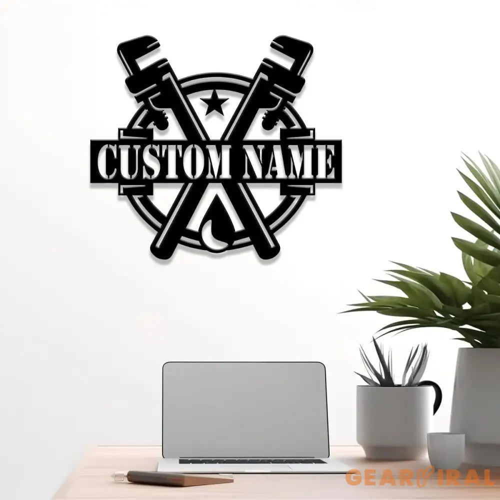 Custom Plumbing Metal Sign LED Light Personalized Plumber Monogram Metal Sign Plumber Gifts Plumber Name Sign Repair