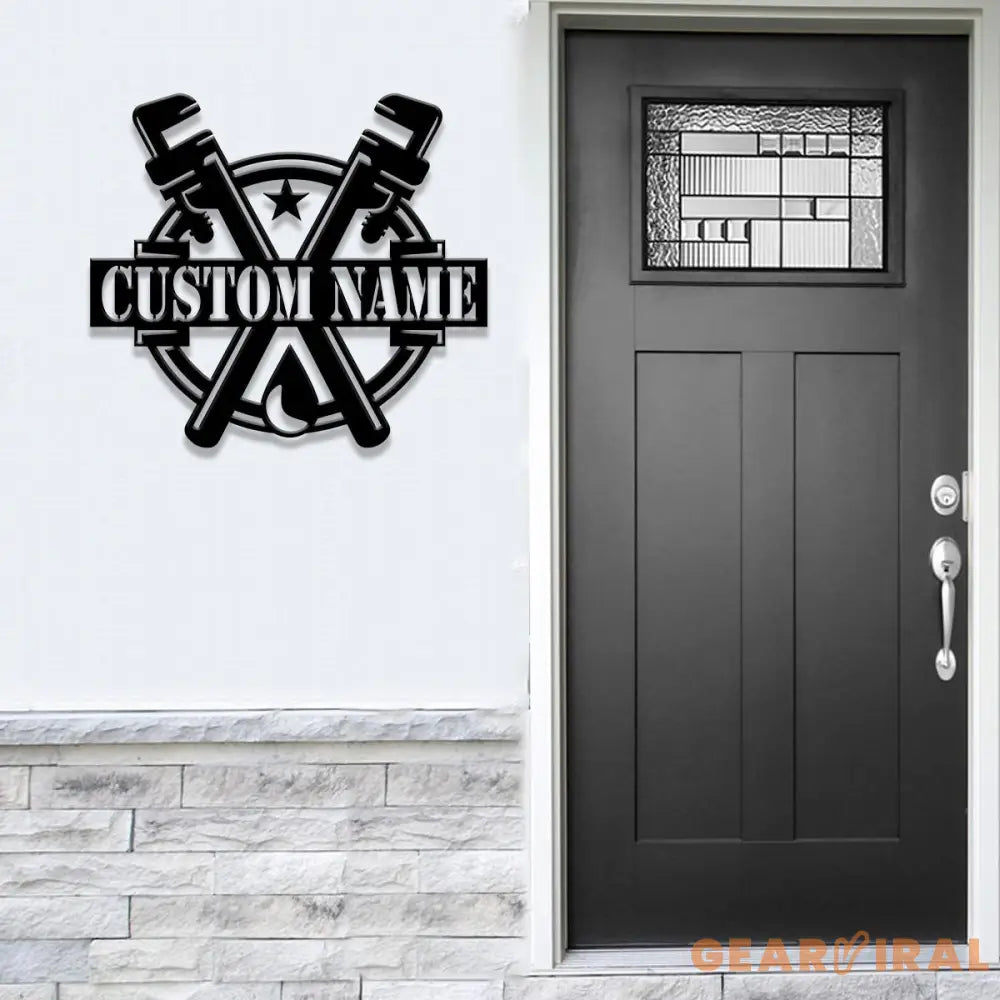 Custom Plumbing Metal Sign LED Light Personalized Plumber Monogram Metal Sign Plumber Gifts Plumber Name Sign Repair