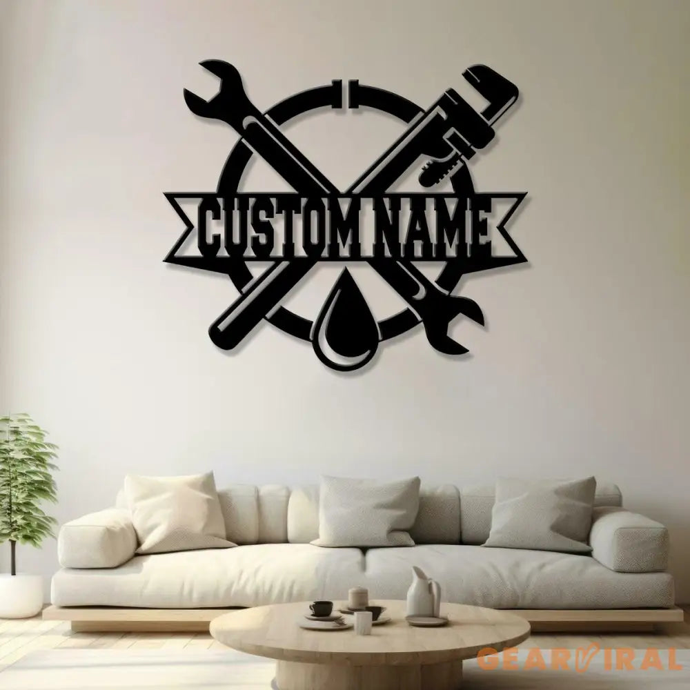 Custom Plumbing Metal Sign LED Light Personalized Plumber Monogram Metal Sign Plumber Gifts Plumber Name Sign Repair