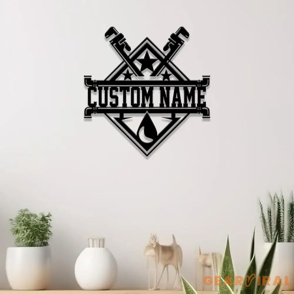 Custom Plumbing Metal Sign LED Light Personalized Plumber Monogram Metal Sign Plumber Gifts Plumber Name Sign Repair