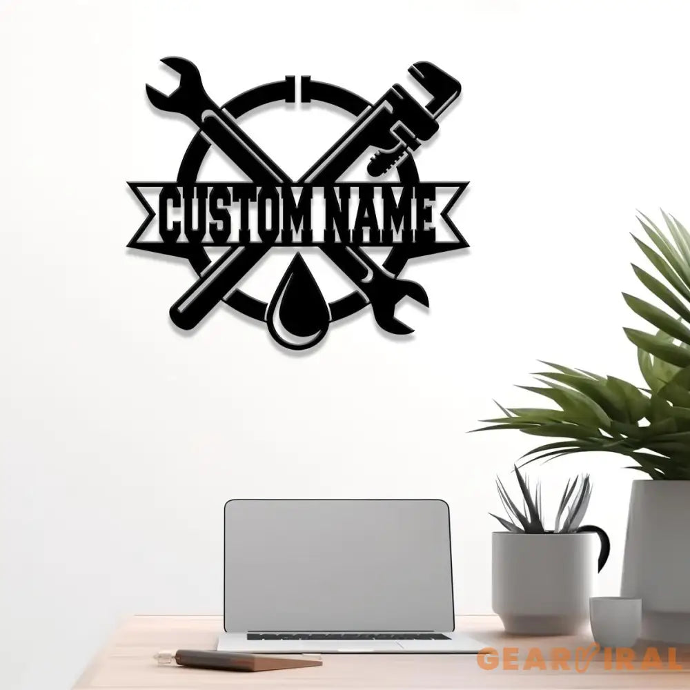 Custom Plumbing Metal Sign LED Light Personalized Plumber Monogram Metal Sign Plumber Gifts Plumber Name Sign Repair