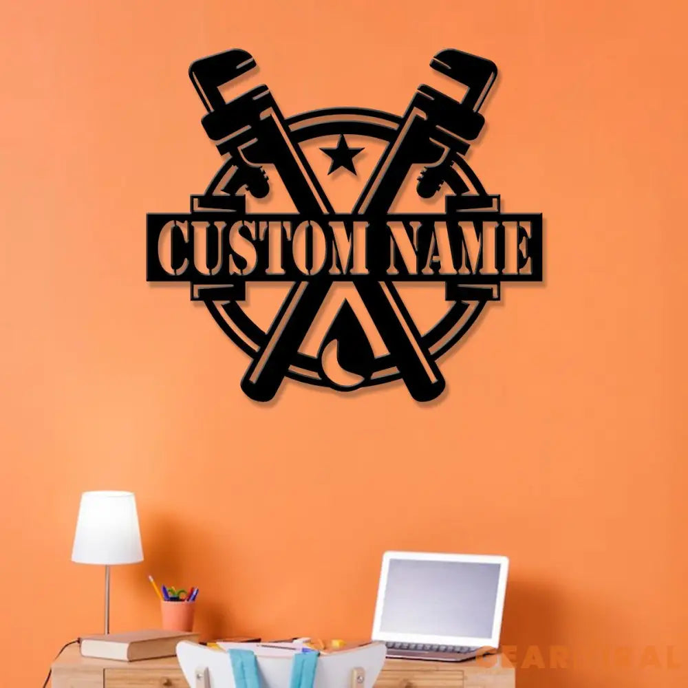 Custom Plumbing Metal Sign LED Light Personalized Plumber Monogram Metal Sign Plumber Gifts Plumber Name Sign Repair
