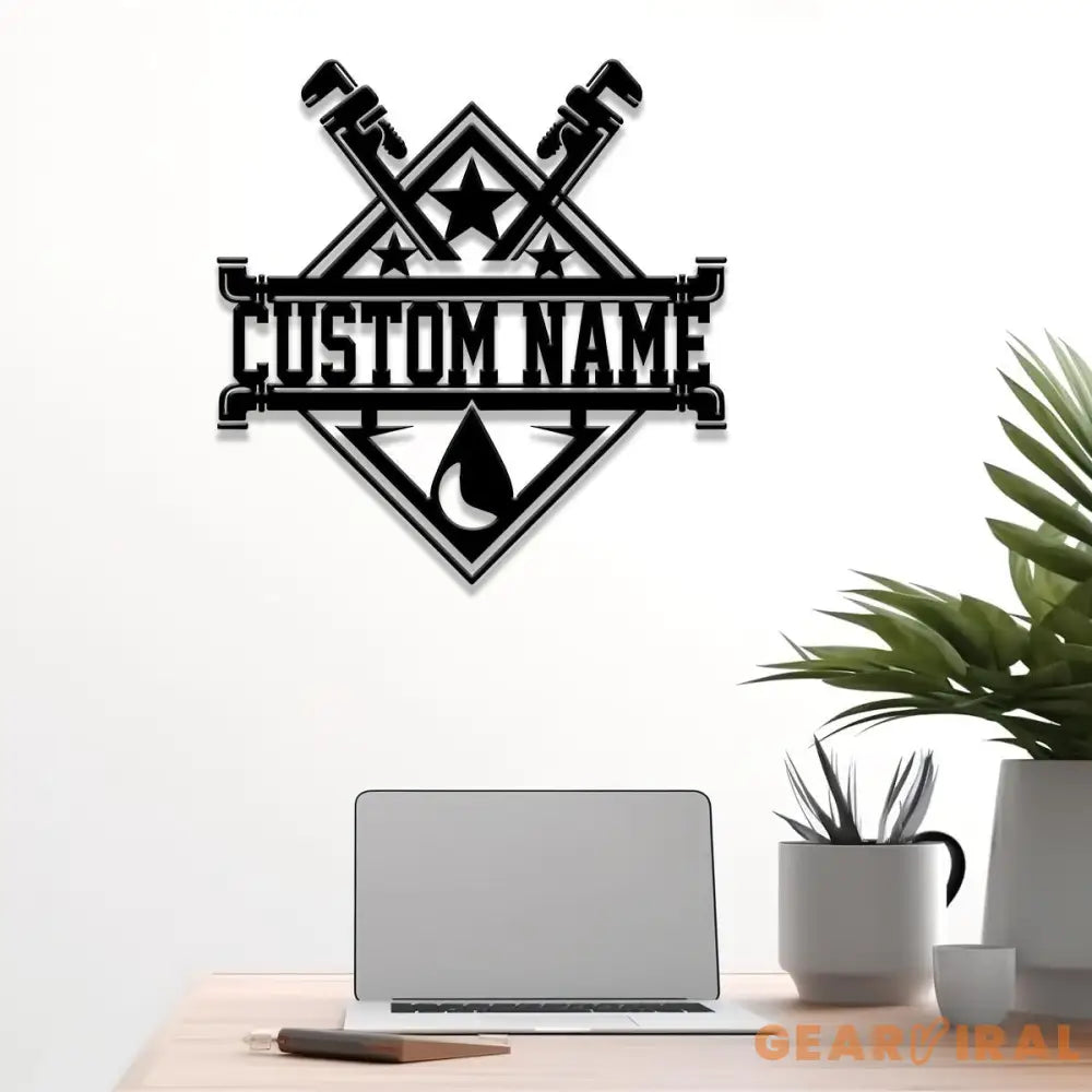 Custom Plumbing Metal Sign LED Light Personalized Plumber Monogram Metal Sign Plumber Gifts Plumber Name Sign Repair