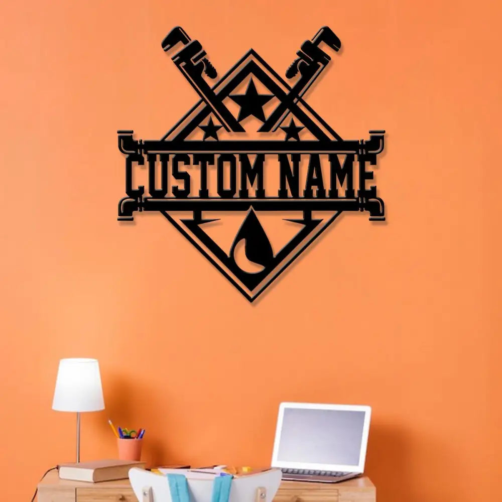 Custom Plumbing Metal Sign LED Light Personalized Plumber Monogram Metal Sign Plumber Gifts Plumber Name Sign Repair