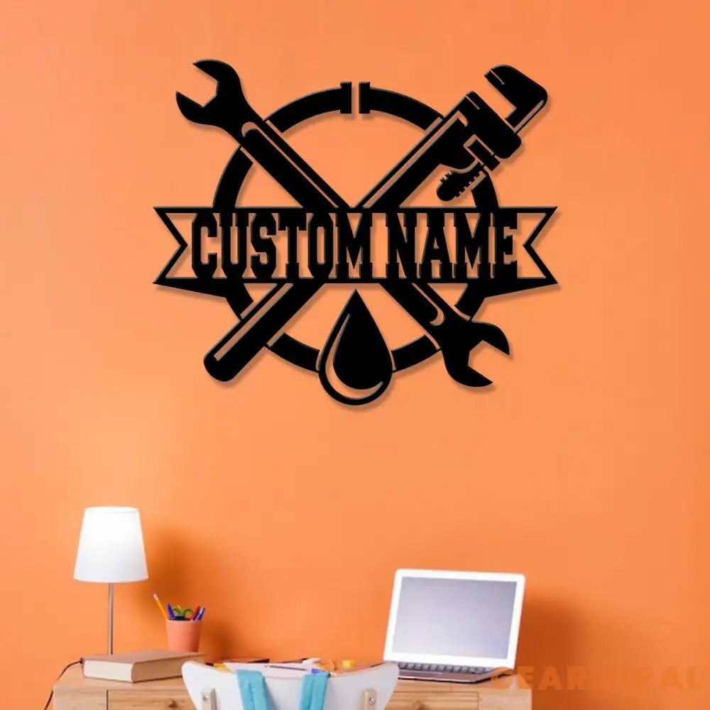 Custom Plumbing Metal Sign LED Light Personalized Plumber Monogram Metal Sign Plumber Gifts Plumber Name Sign Repair