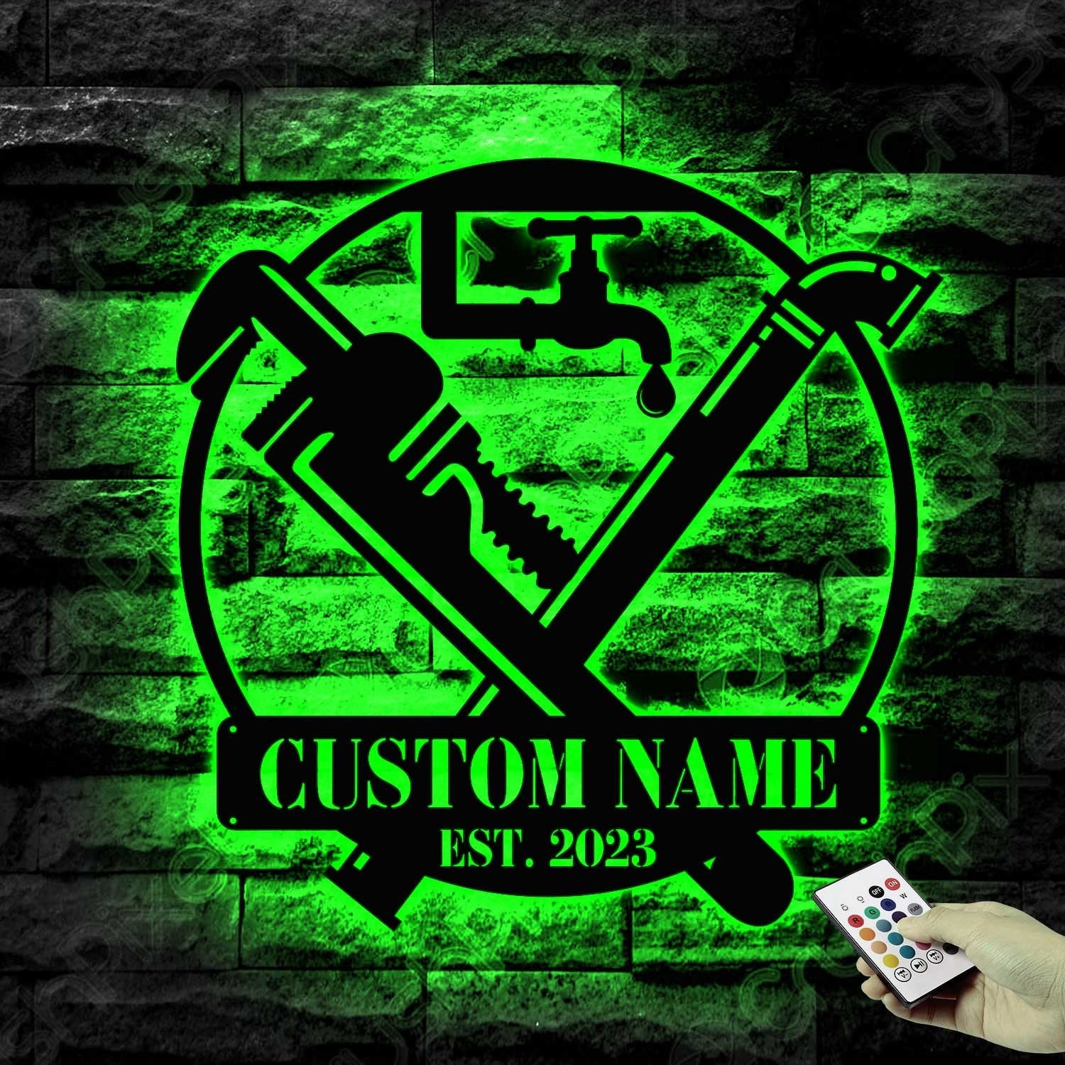Custom Plumbing Metal Wall Art LED Light - Personalized Plumber Name Sign Home Decor - Repair Service Decoration - Repairman Birthday Christmas | GearViral