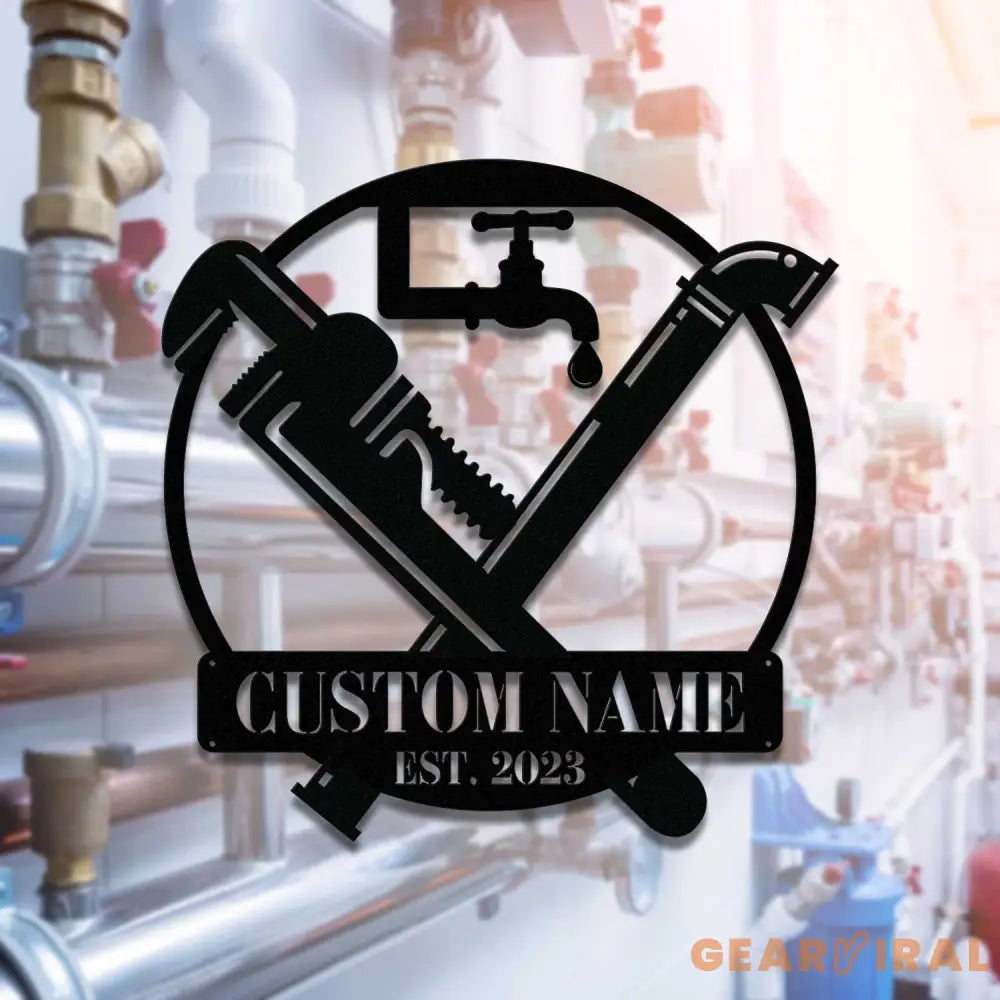 Custom Plumbing Metal Wall Art LED Light - Personalized Plumber Name Sign Home Decor - Repair Service Decoration